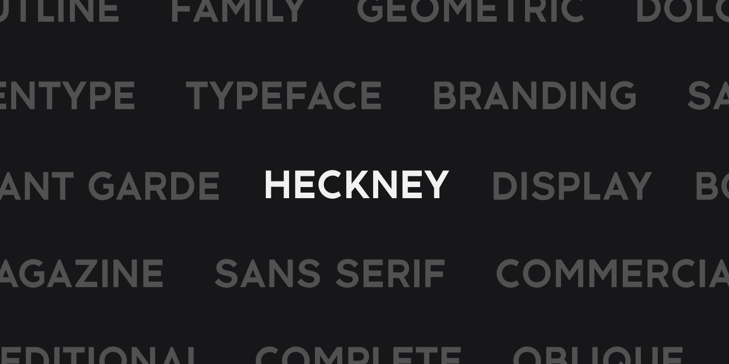 Heckney 20 Ultra Light Oblique Font preview